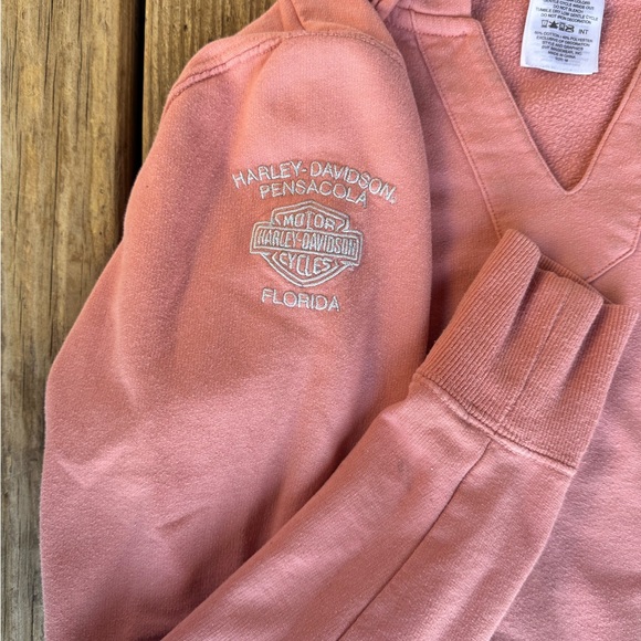 Harley-Davidson Women's Coral V-Neck Hoodie Sweater - Picture 2 of 6
